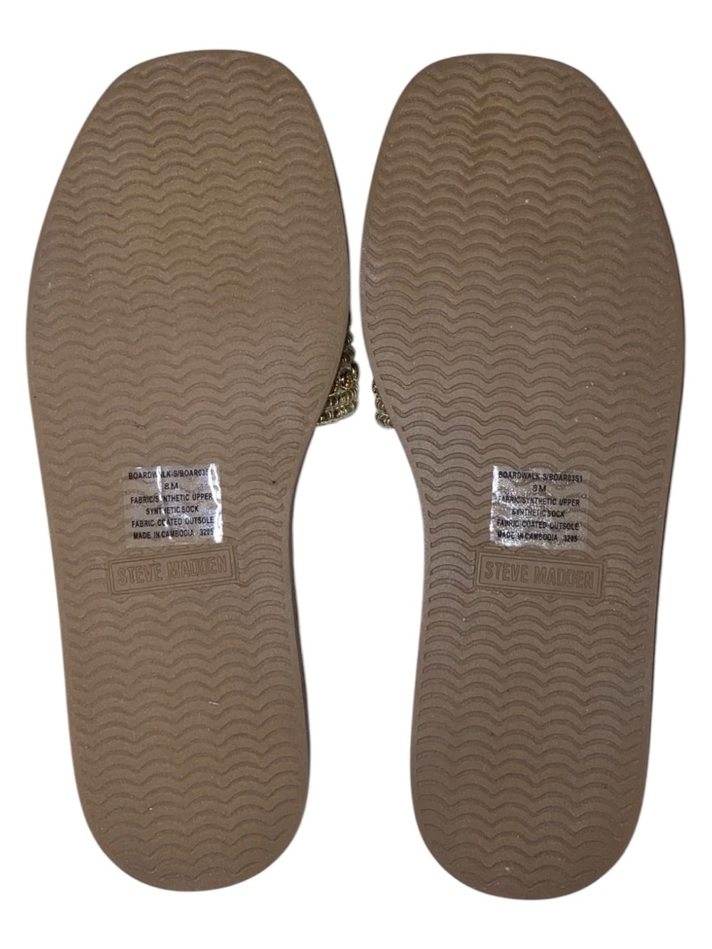 STEVE MADDEN Boardwalk Espadrille Style Sandal Slide Metallic Gold/Tan Size 8M - Picture 8 of 10